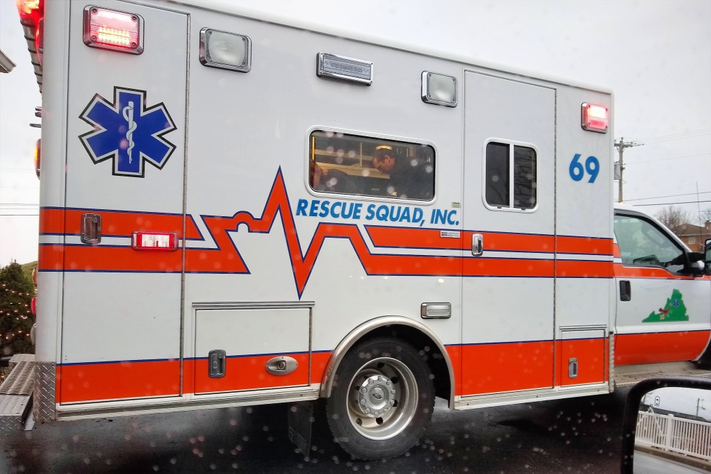 Ambulance with flashing lights