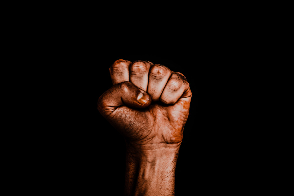 Black Lives Matter. Black fist clenched