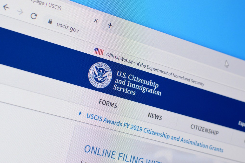 Screenshot of U.S. Citizenship and Immigration website