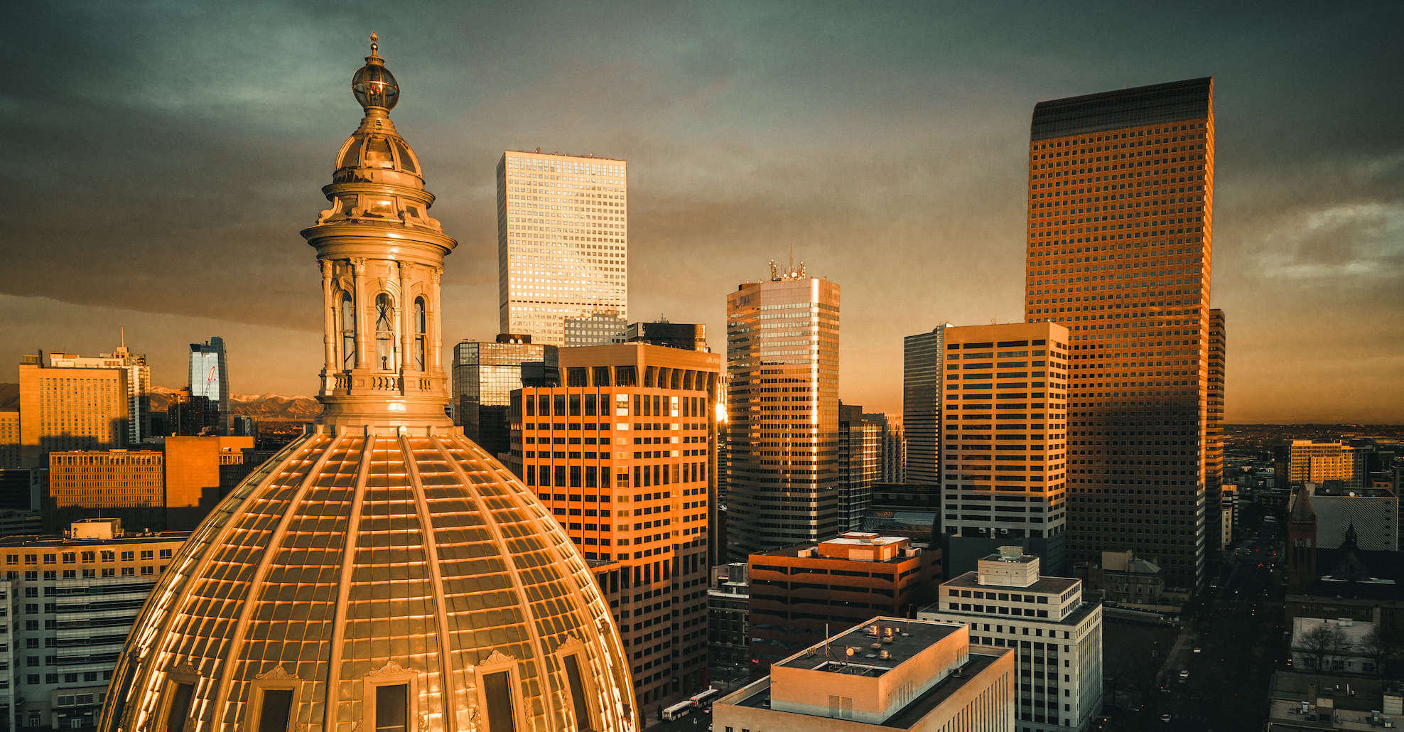 Aerial of Colorado State Capitol Dome