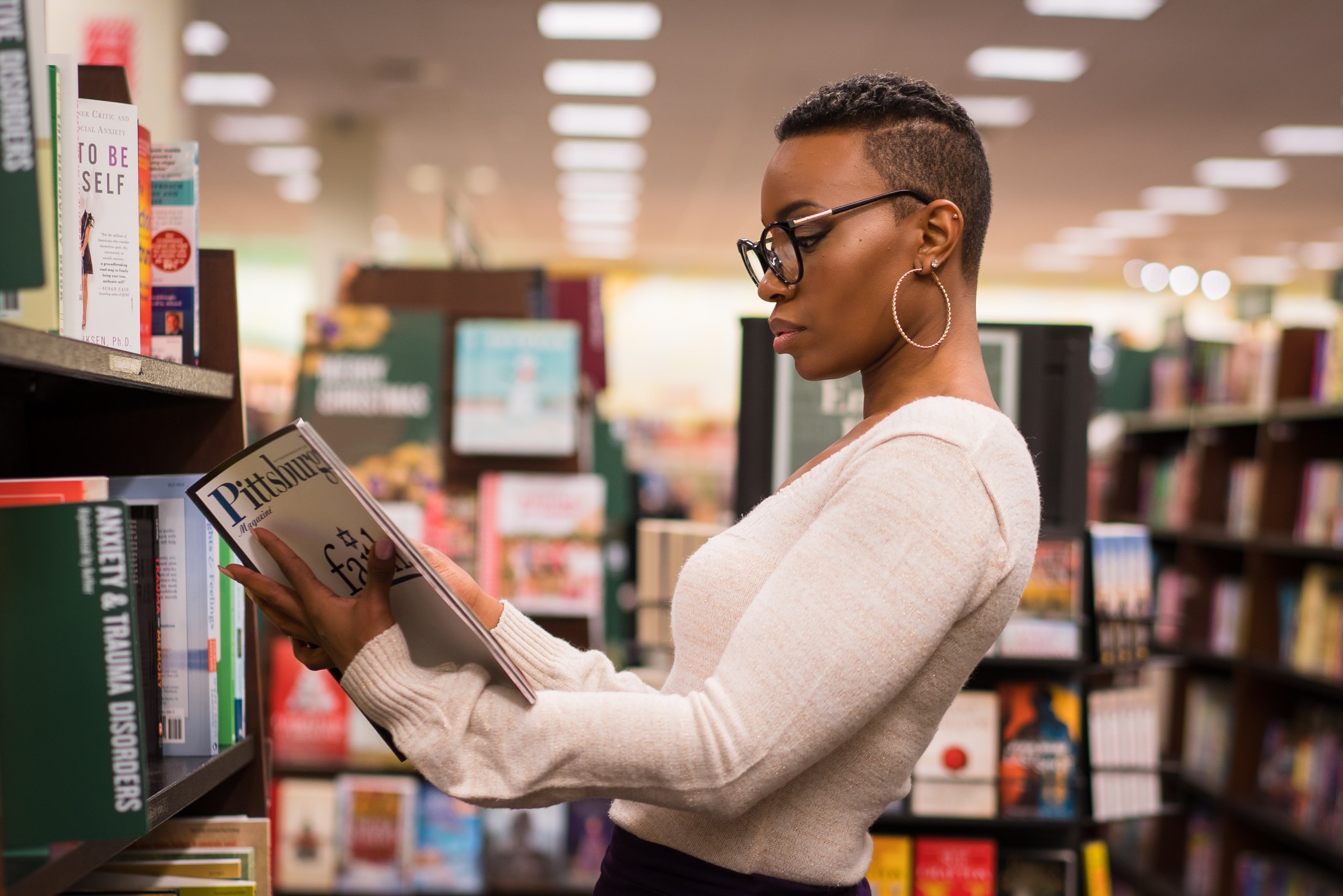 Black woman reading book