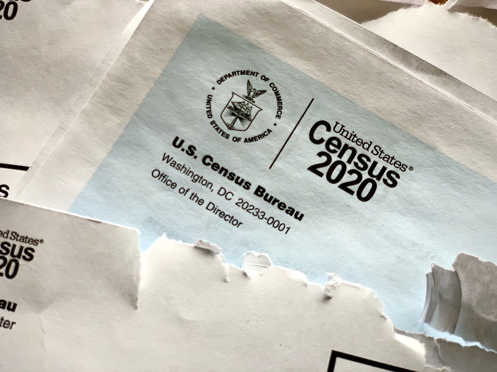 Open envelope with Cenus papers