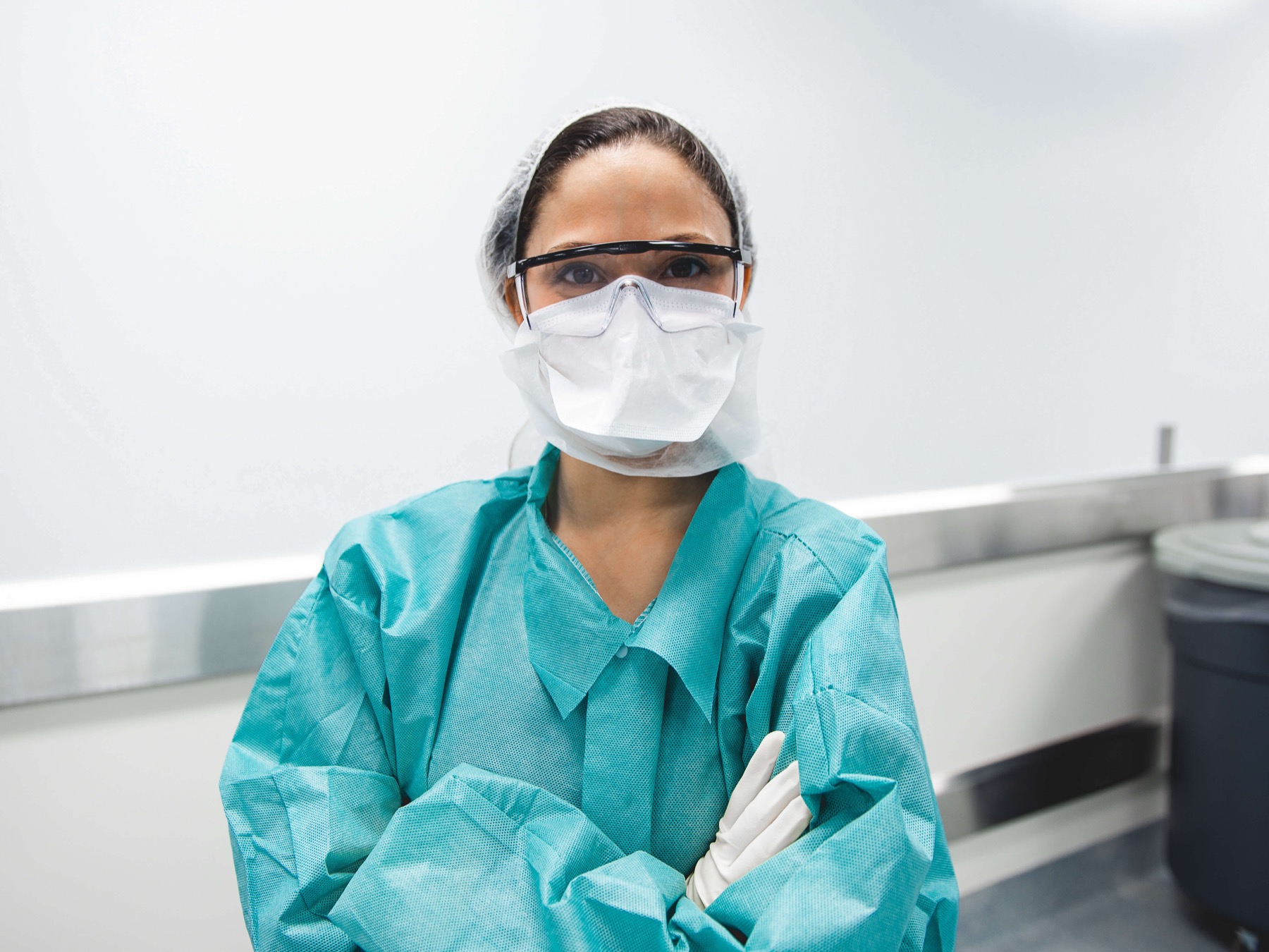 healthcare working wearing personal protective equipment